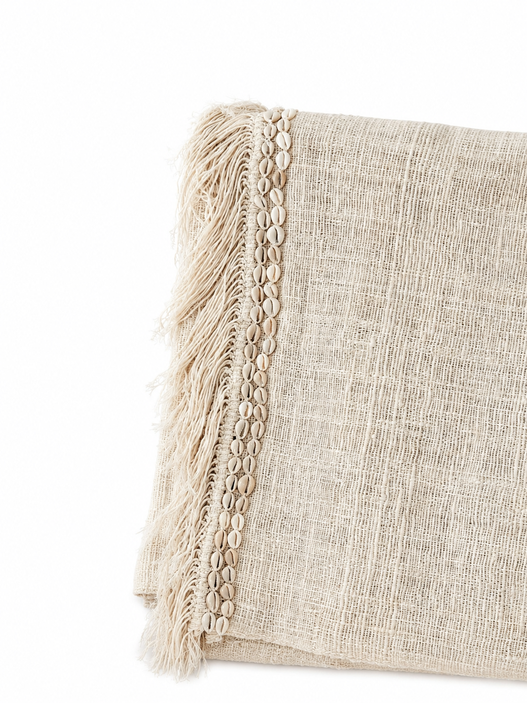 Sumba Shell Fringe Throw – Natural