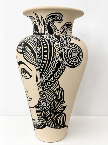 Sari Hand-Painted Statement Vase