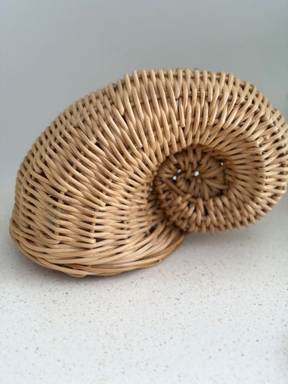 Coastal Rattan Shell Sculptures – Set of 3