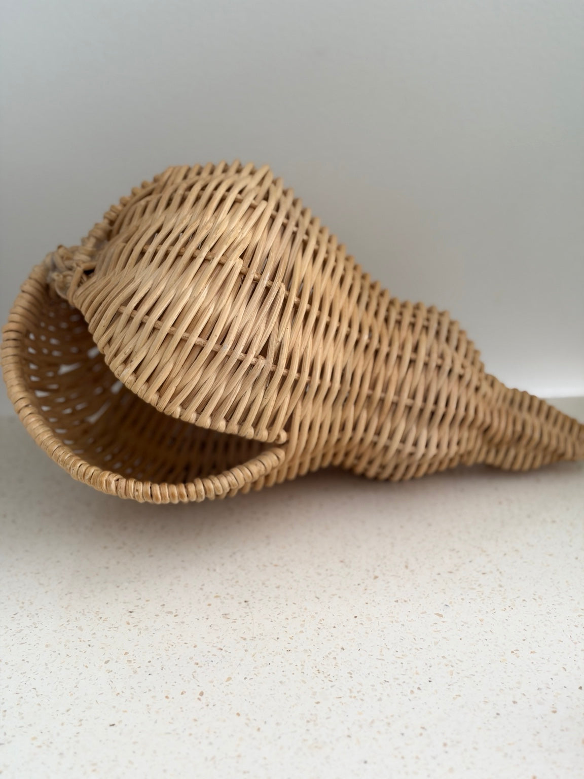 Coastal Rattan Shell Sculptures – Set of 3