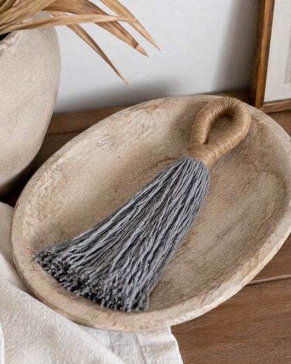 Handwoven Jute & Cotton Tassel - Grey