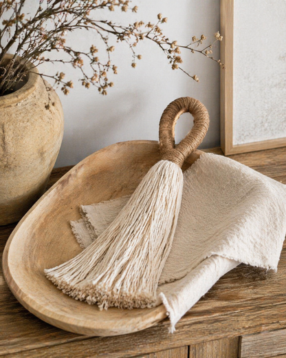 Handwoven Jute & Cotton Tassel – Natural