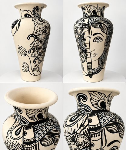 Sari Hand-Painted Statement Vase