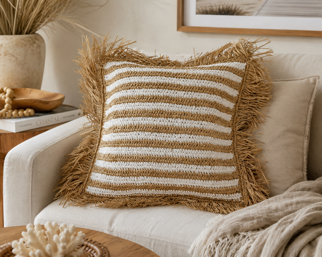 Coastal Weave Raffia Cushion Cover