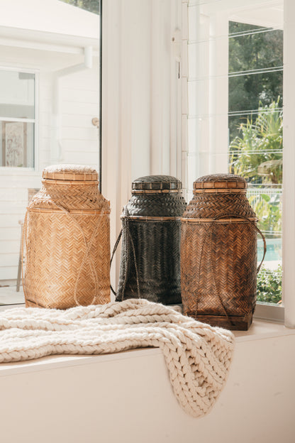 Black Vintage Woven Vessel