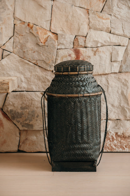 Black Vintage Woven Vessel
