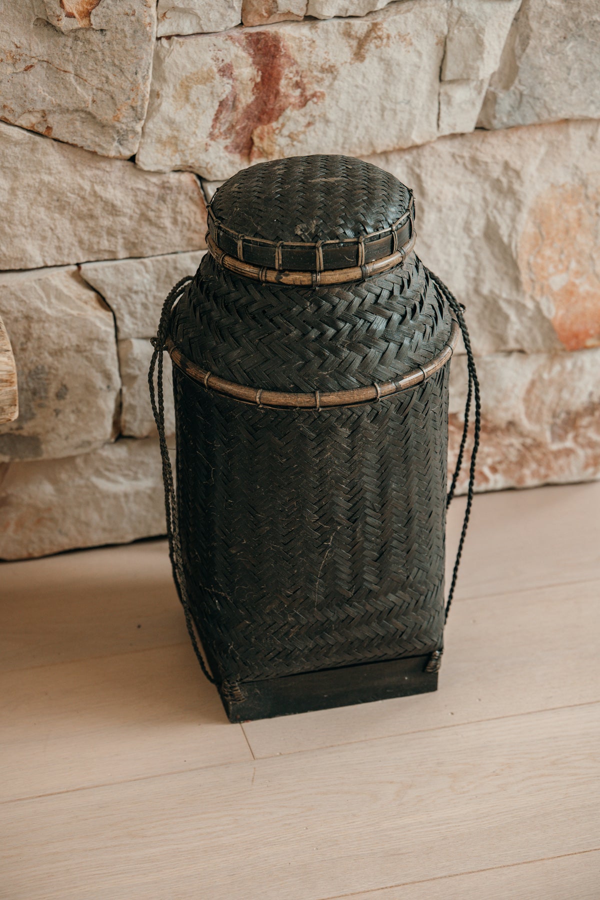 Black Vintage Woven Vessel