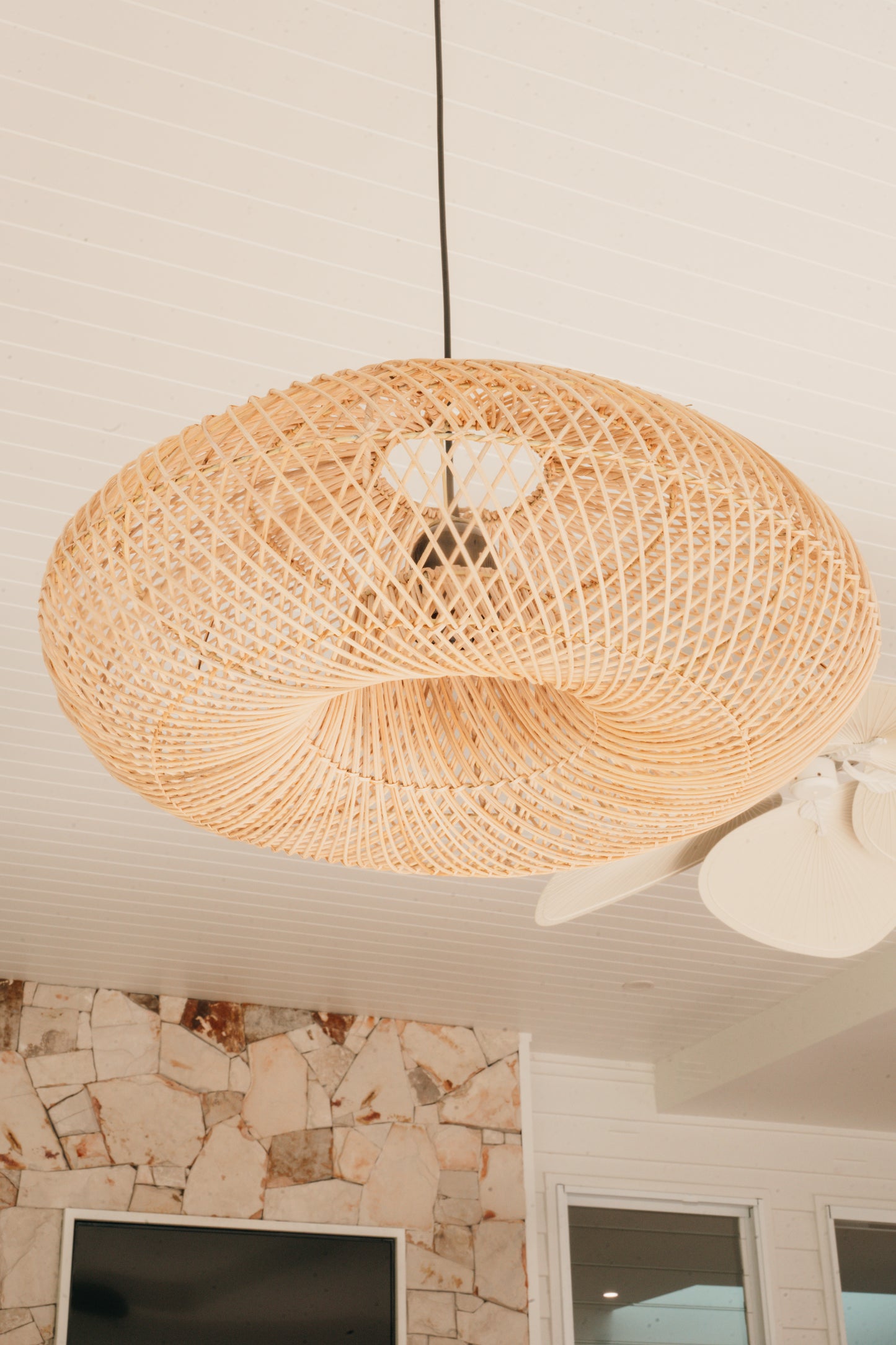 Coastal Swirl Rattan Pendant