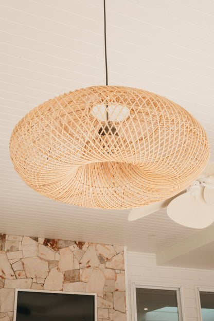 Coastal Swirl Rattan Pendant