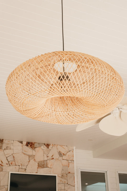 Coastal Swirl Rattan Pendant