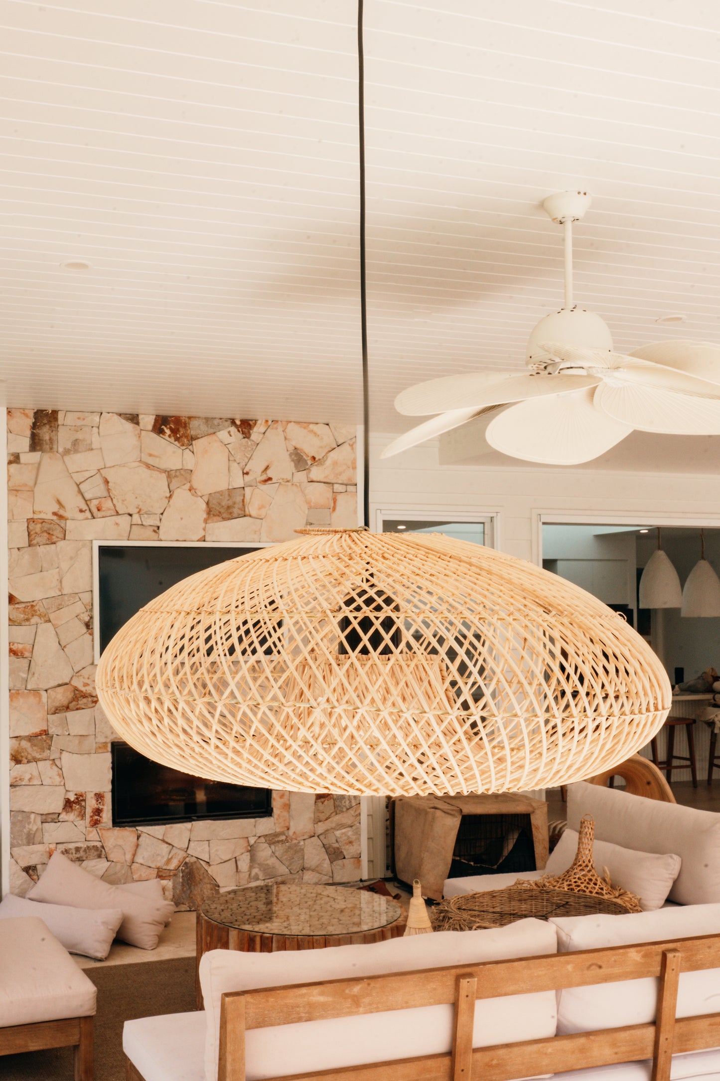 Coastal Swirl Rattan Pendant