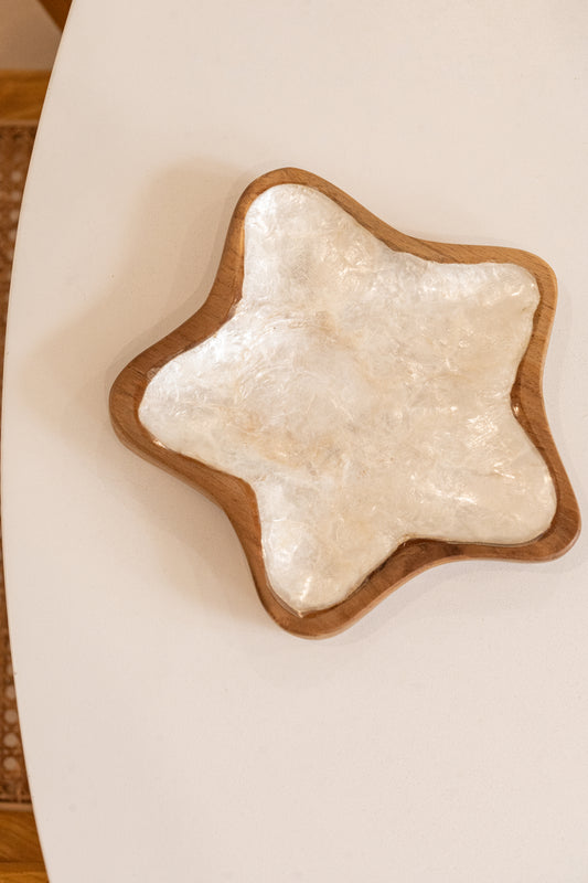 Large Pearl Wood Star Dish