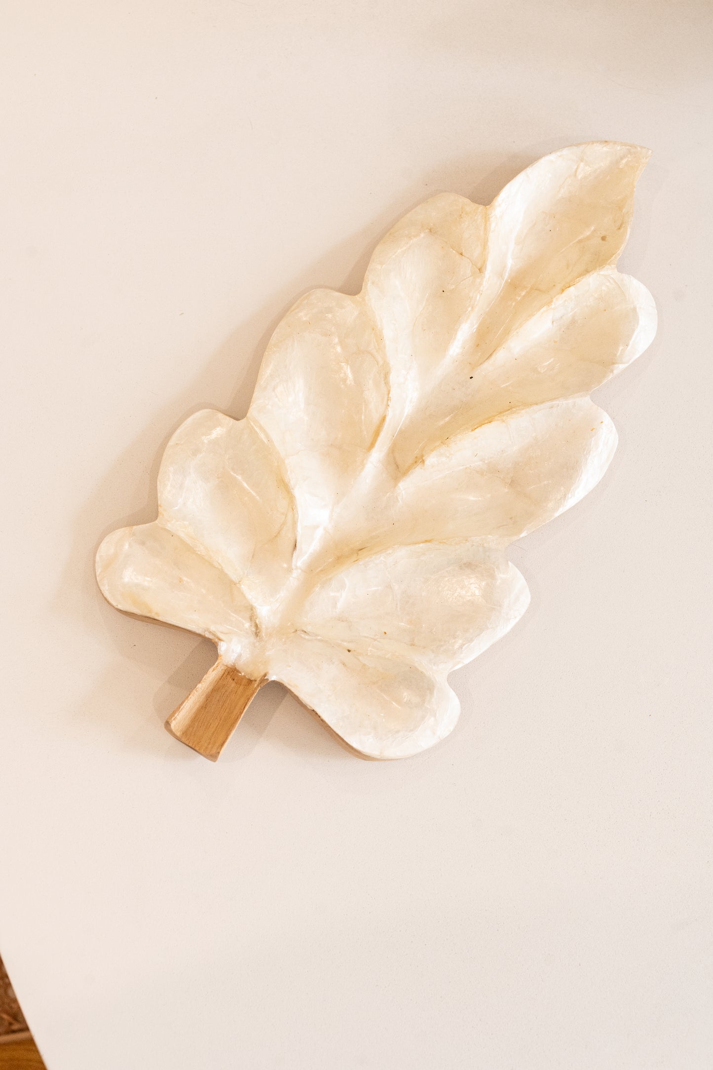 Carved Pearl Wood Leaf Dish - Large