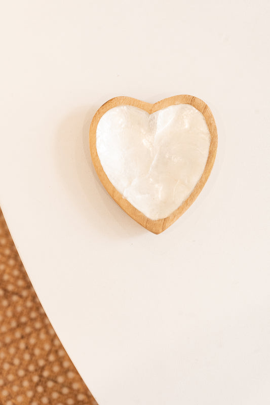 Heart Pearl Wood Dish