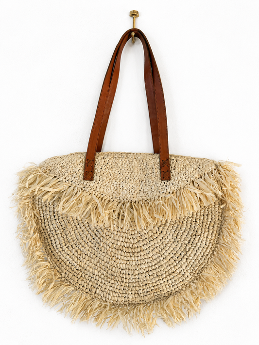 Coastal Fringe Raffia Tote