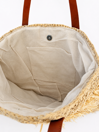 Coastal Fringe Raffia Tote