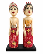 Handcrafted Balinese Couple Statues – Vintage Red & Cream
